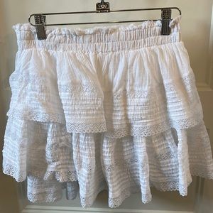 Aerie white ruffle mini skirt size M